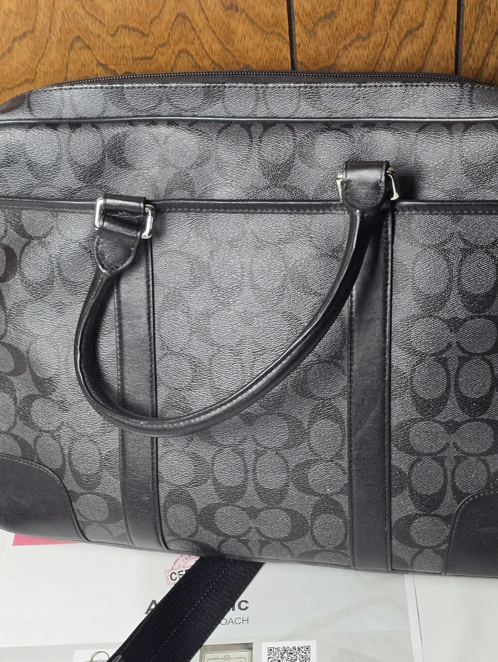 Coach Men’s Black Signature Briefcase with Adjustable StrapW/COA - Picture 5 of 12
